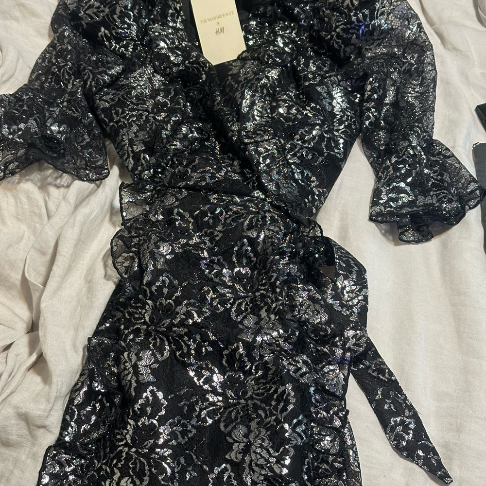 The Vampire's Wife x H&M Black and Silver Lace Dress
